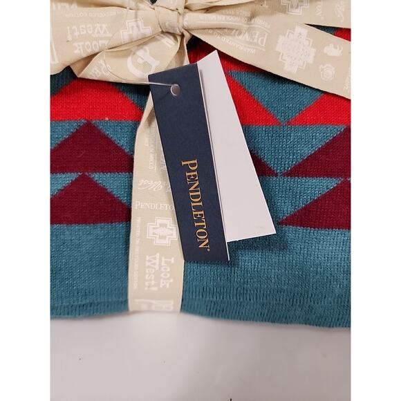Pendleton Knit Baby Blanket 30 x 40 with Beanie Set Harding Teal Pattern NWT - Picture 5 of 6